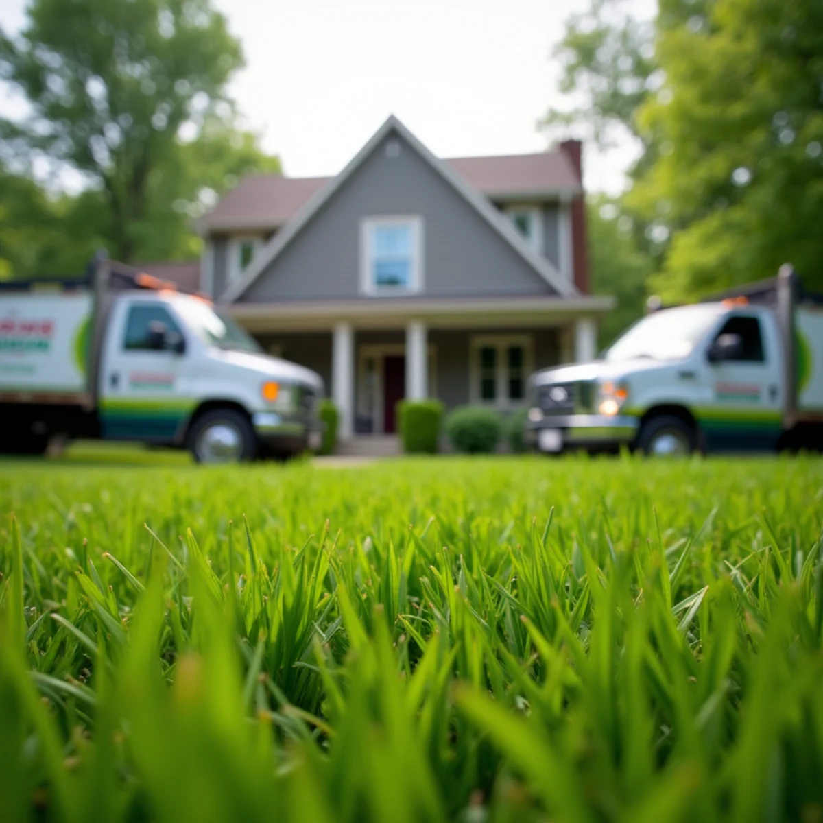 A lush, healthy cool-season lawn in front of a home in Hamilton, Ohio in late spring
