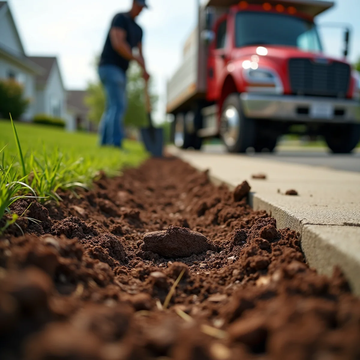 Fresh hardwood mulch and a hand-cut spade edge in a Hamilton, OH flower bed