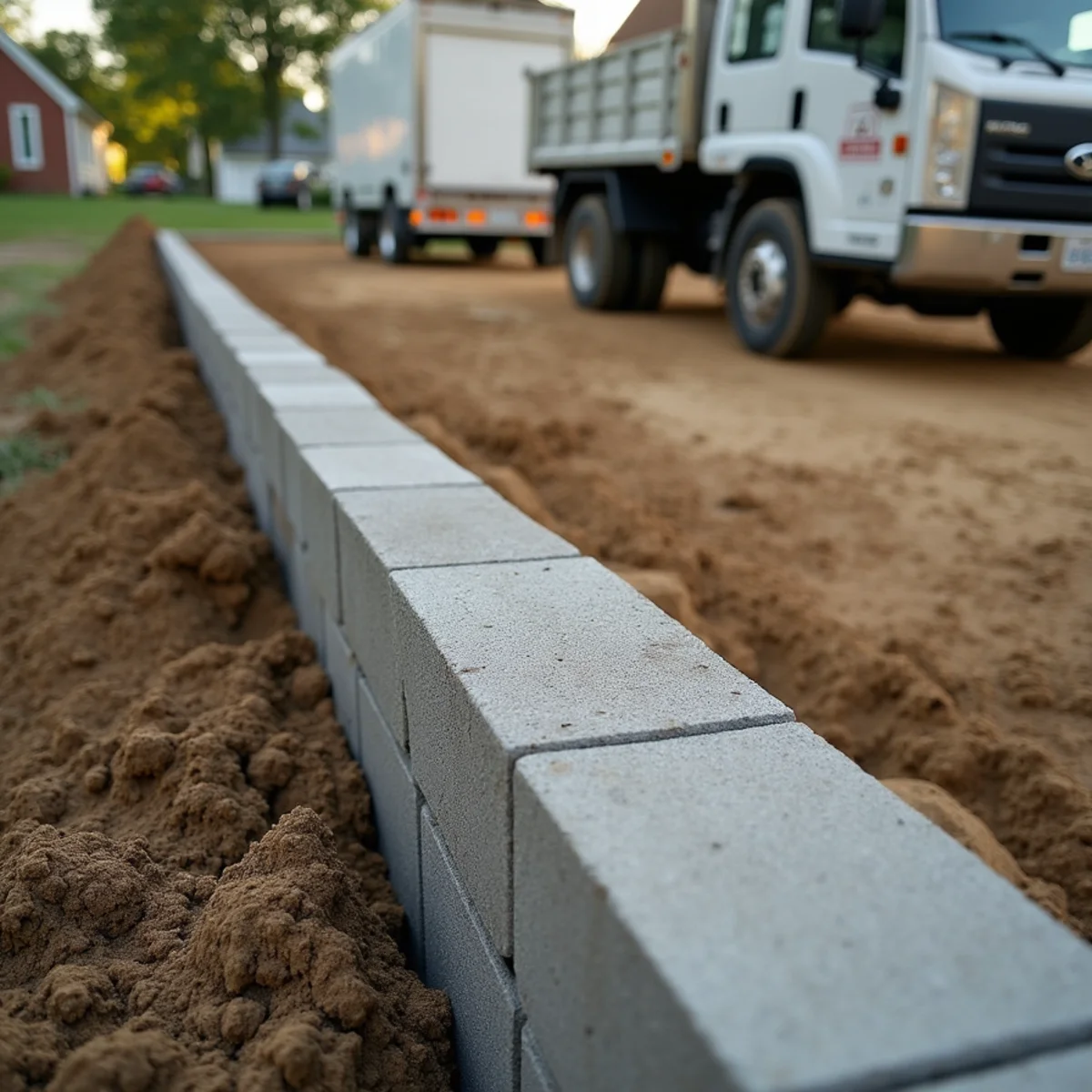 Segmental block retaining wall under construction in Butler County, OH
