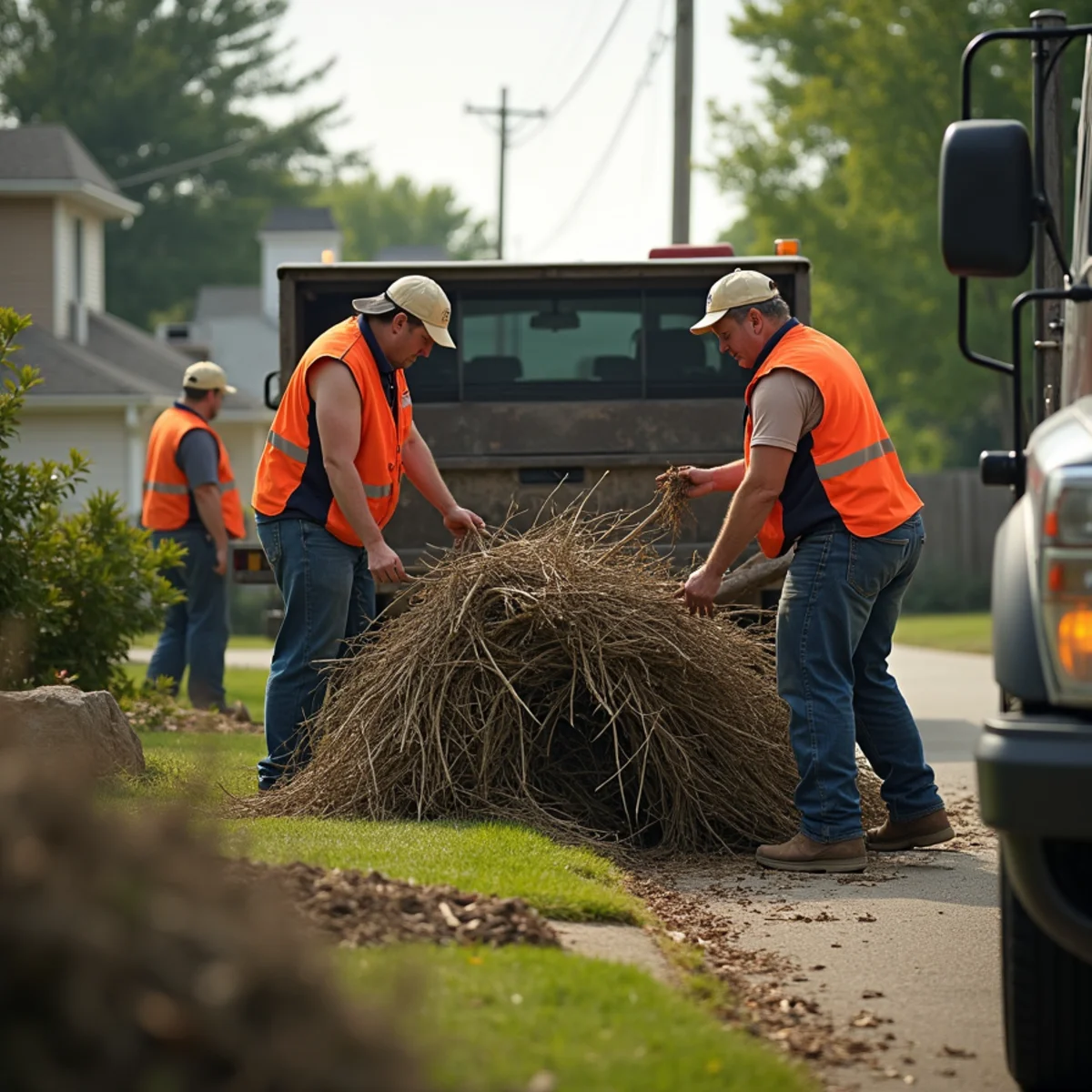 Loading yard brush and debris for haul-off in Hamilton, OH
