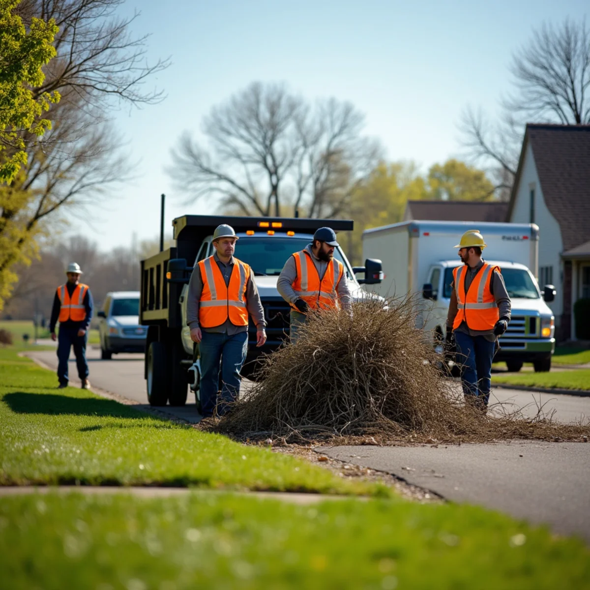 Crew loading yard debris and brush for haul-off in Hamilton, OH