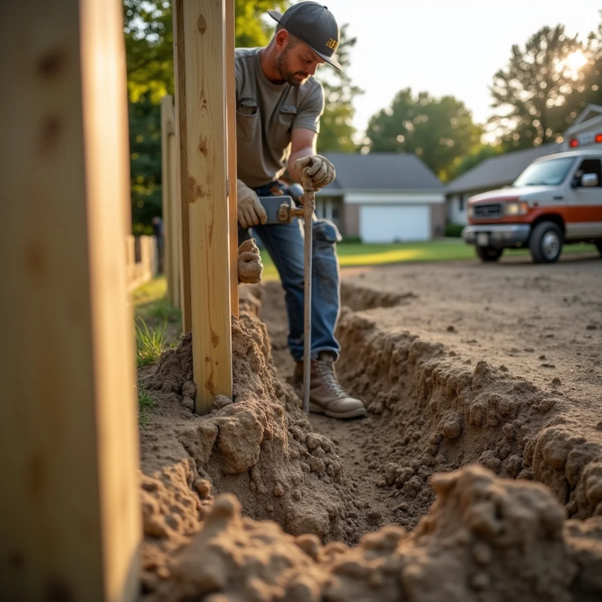 Setting fence posts in concrete for a wood privacy fence in Hamilton, OH